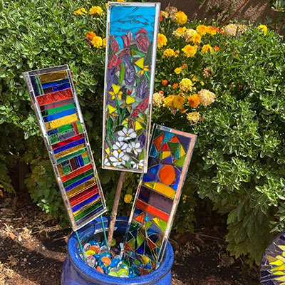 Glass on Glass Mosaic Garden Stakes