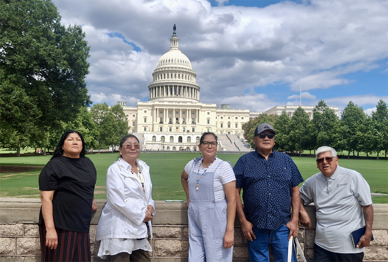 Shivwits members Joni BigSoldier, Sabrina Redfoot, Mary Snow, Lawrence Snow, and Patrick Charles at the United States Capitol in Washington. Samantha Nelson took the photo.