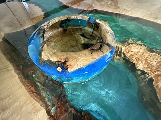 Epoxy bowl on a river table