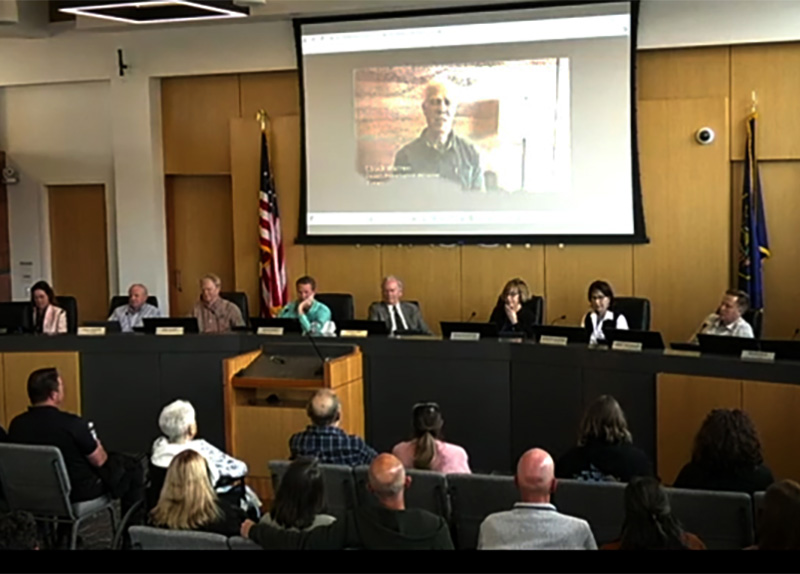 Chuck Warren talks about the work of DPI in a video produced by Ivins Inspired shown at the City Council meeting.